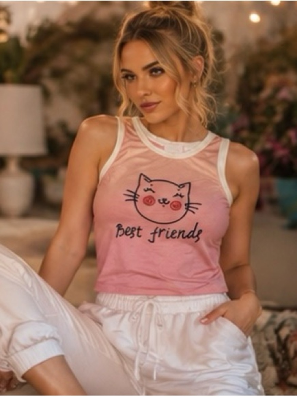 Ragdoll - Pink Kitty Tank Top